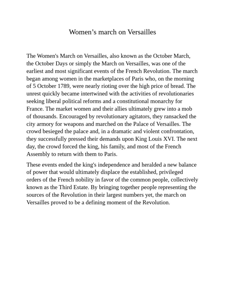 Womens March On Versailles Effects