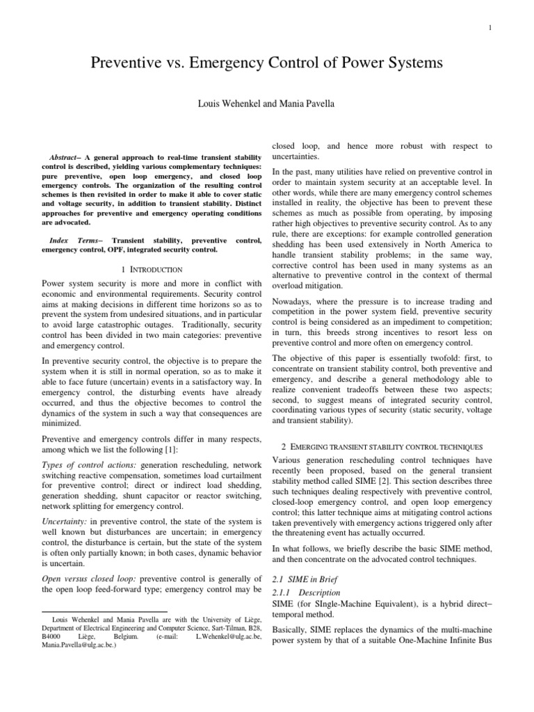 Transient Stability Control Methods | PDF | Mathematical Optimization ...