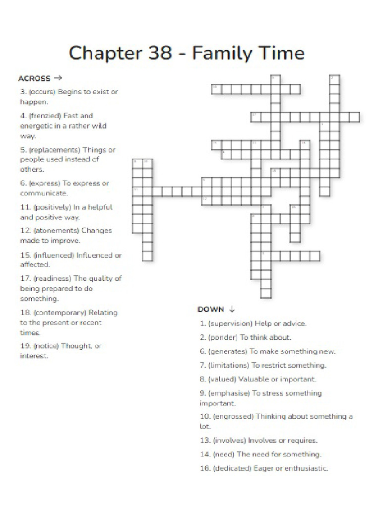Worksheet - Chapter 38 Family Time | PDF