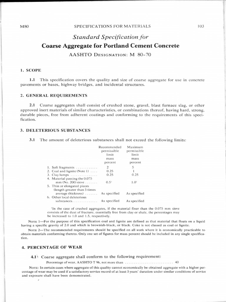 Aashto m80 coarse aggregate for portland cement concrete pdf
