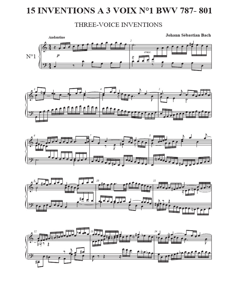 Johann Sebastian Bach - Invention À 3 Voix N°1 | PDF