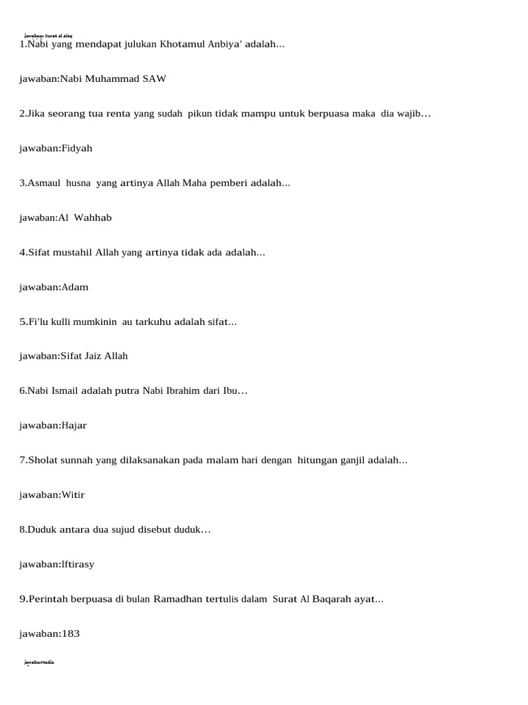 1.nabi Yang Mendapat Julukan Khotamul Anbiya' Adalah - 20240726 ...