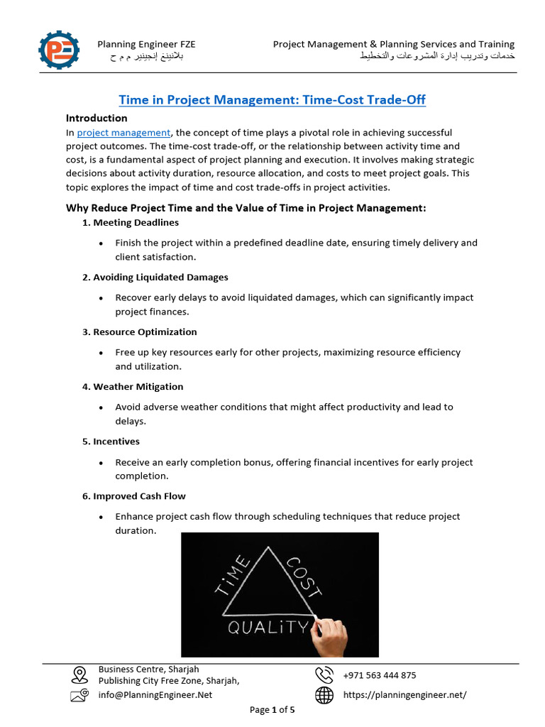 Time in Project Management Time Cost Trade Off | PDF