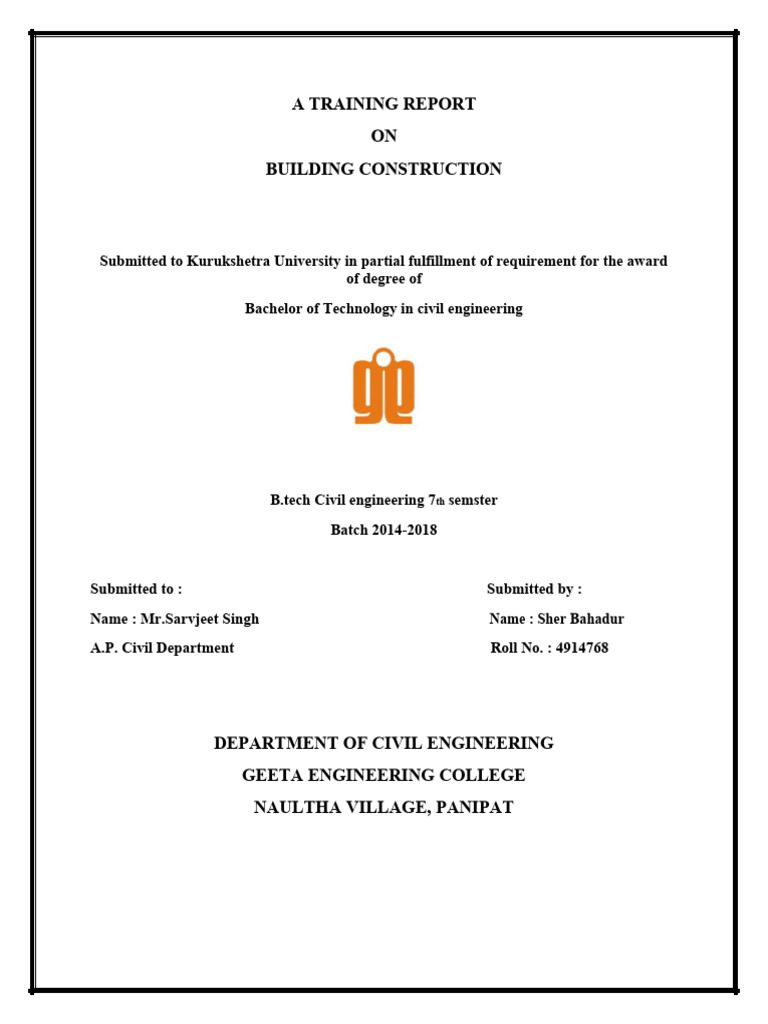 Report On Building Construction | PDF