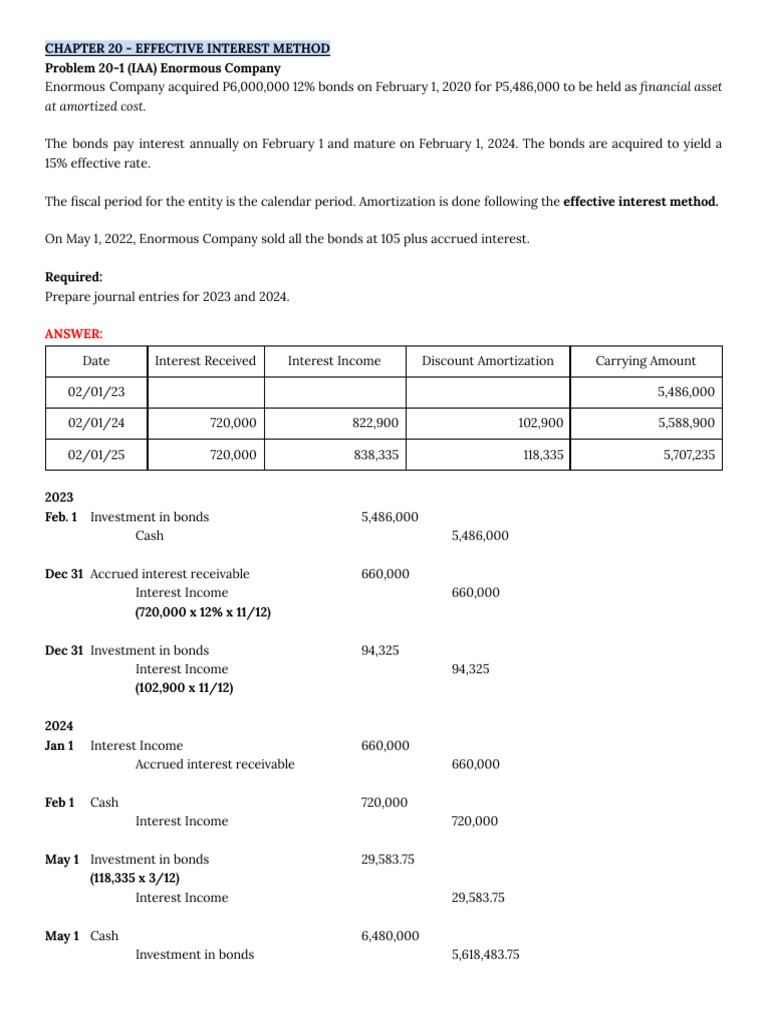 Chapter 20 effective interest method pdf present value bonds