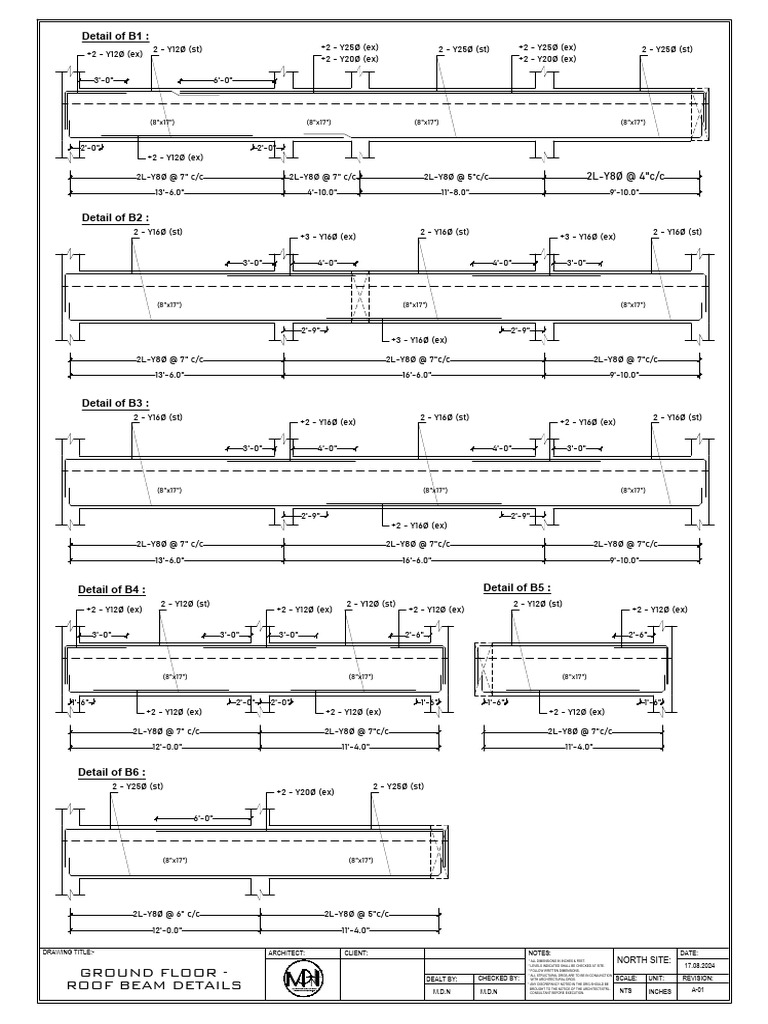 P-6-North Facing - Ground Floor - Roof Beam Details | PDF