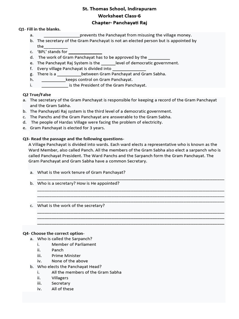 CIVICS L4 Panchayati Raj | PDF | Politics Of India | Government Of India