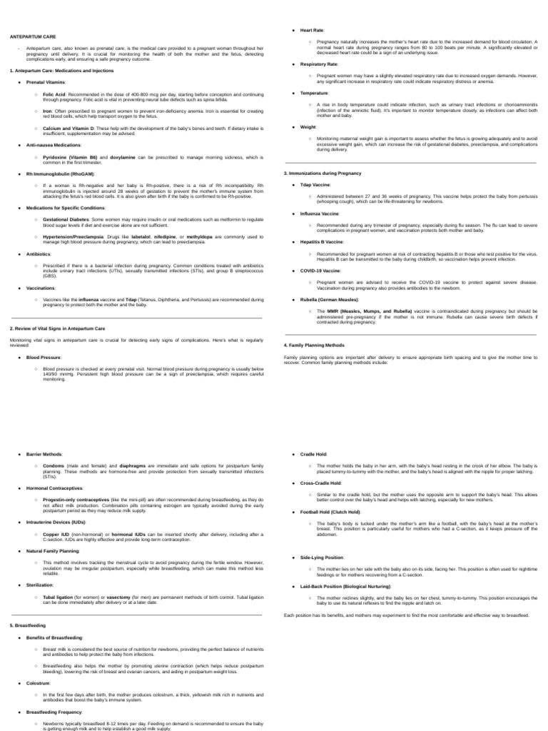 Antepartum Care PDF