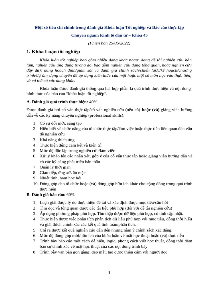 4 Danh Gia Khoa Luan Tot Nghiep Va Bao Cao Thuc Tap | PDF