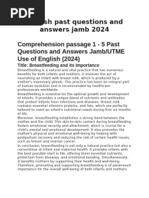 English Past Questions and Answers Jamb 2024