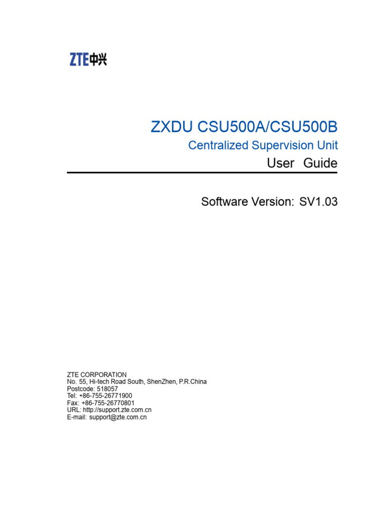 ZTE CSU (Centralised Supervision Unit) | PDF | Menu (Computing) | Computing