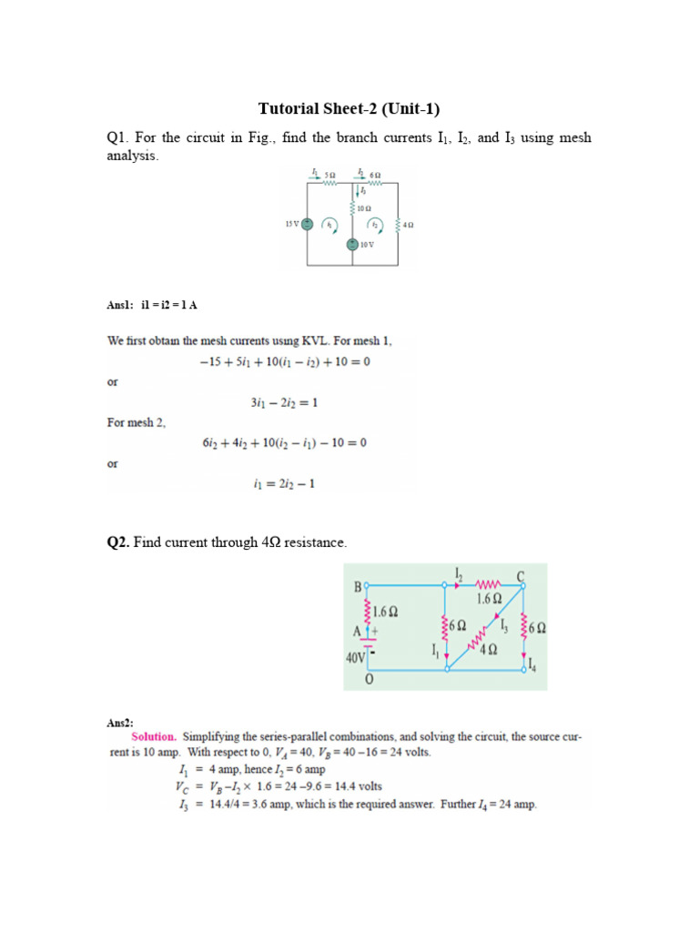 Tute Sheet 2 | PDF