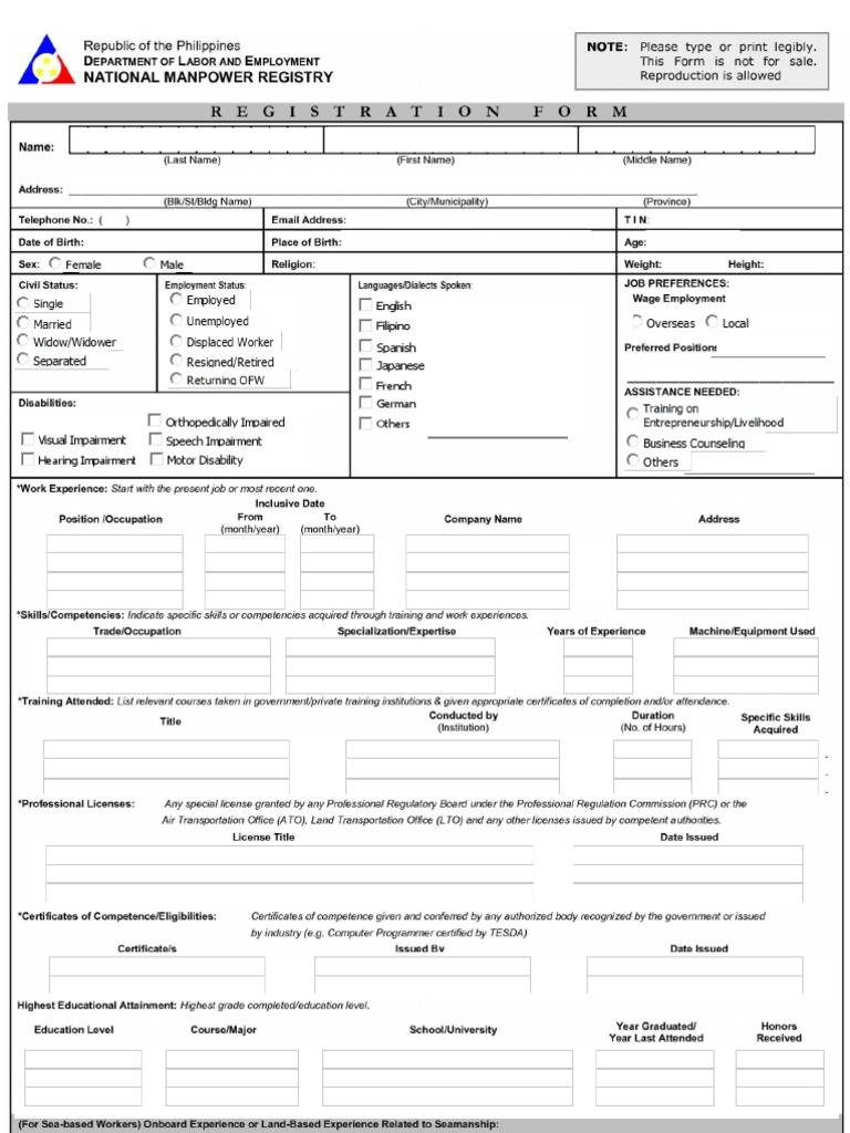 Dole Form PDF