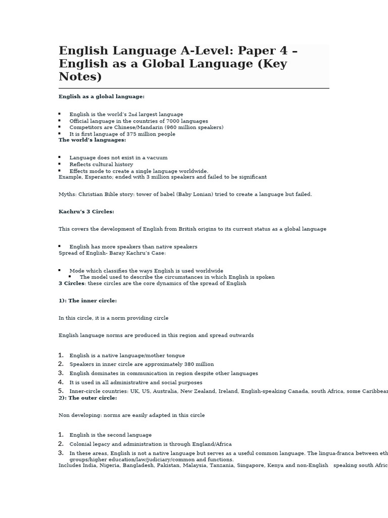 English Language A Level Revision Notes | PDF