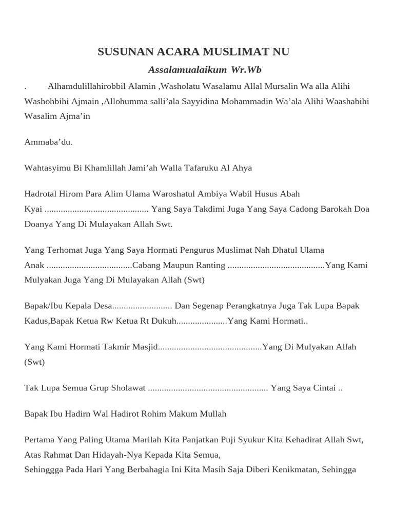 Susunan Acara Muslimat Halal Bi Halal Pdf