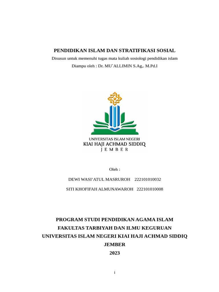 Pendidikan Islam Dan Stratifikasi Sosial | PDF