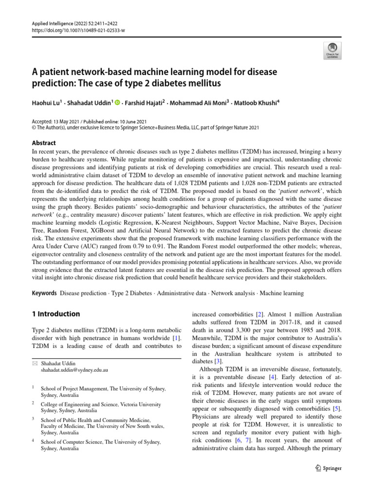 A Patient Network-Based Machine Learning Model For Disease Prediction ...