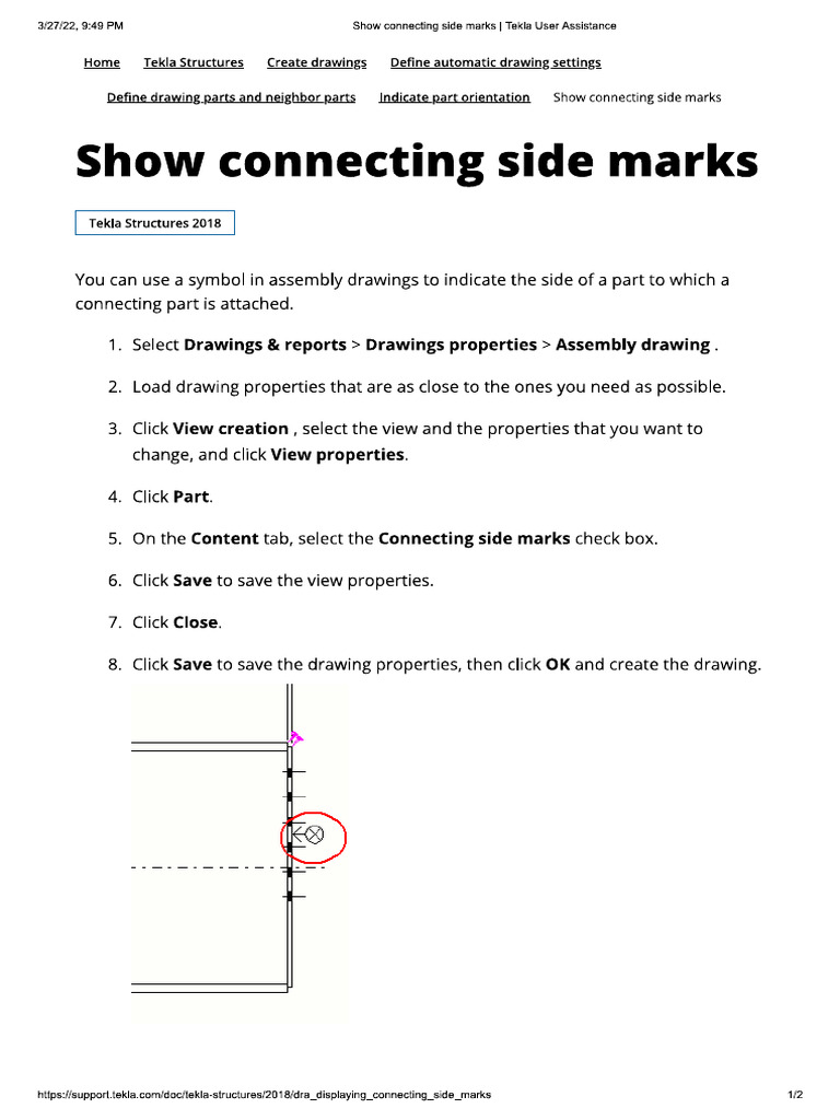 Show Connecting Side Marks - Tekla User Assistance | PDF