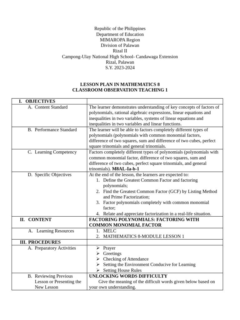 Cot 1 | PDF