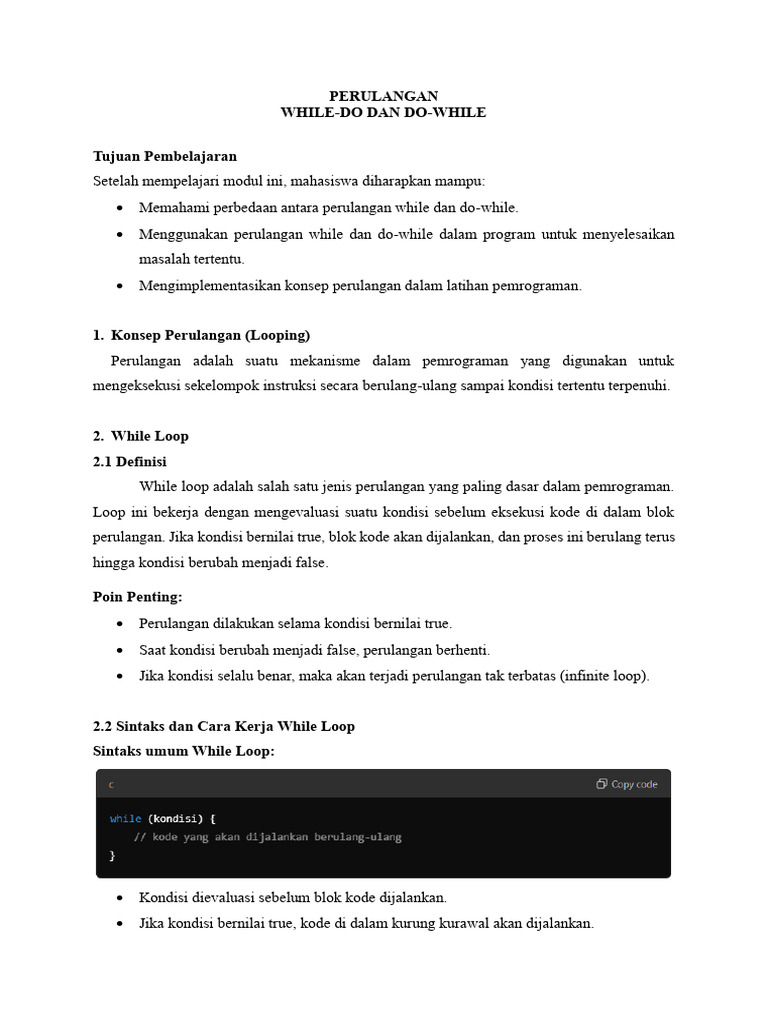 Perulangan while do while pdf
