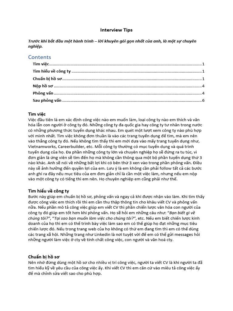 Interview tips pdf