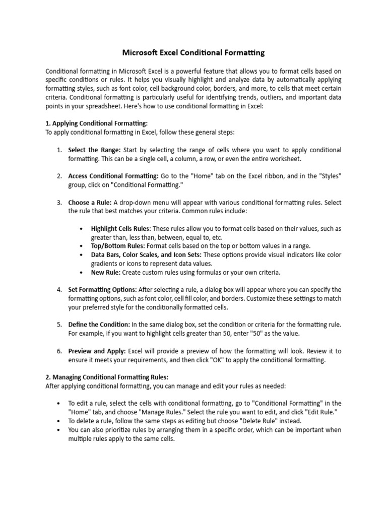 29 - Microsoft-Excel-Conditional-Formatting | PDF | Microsoft Excel ...