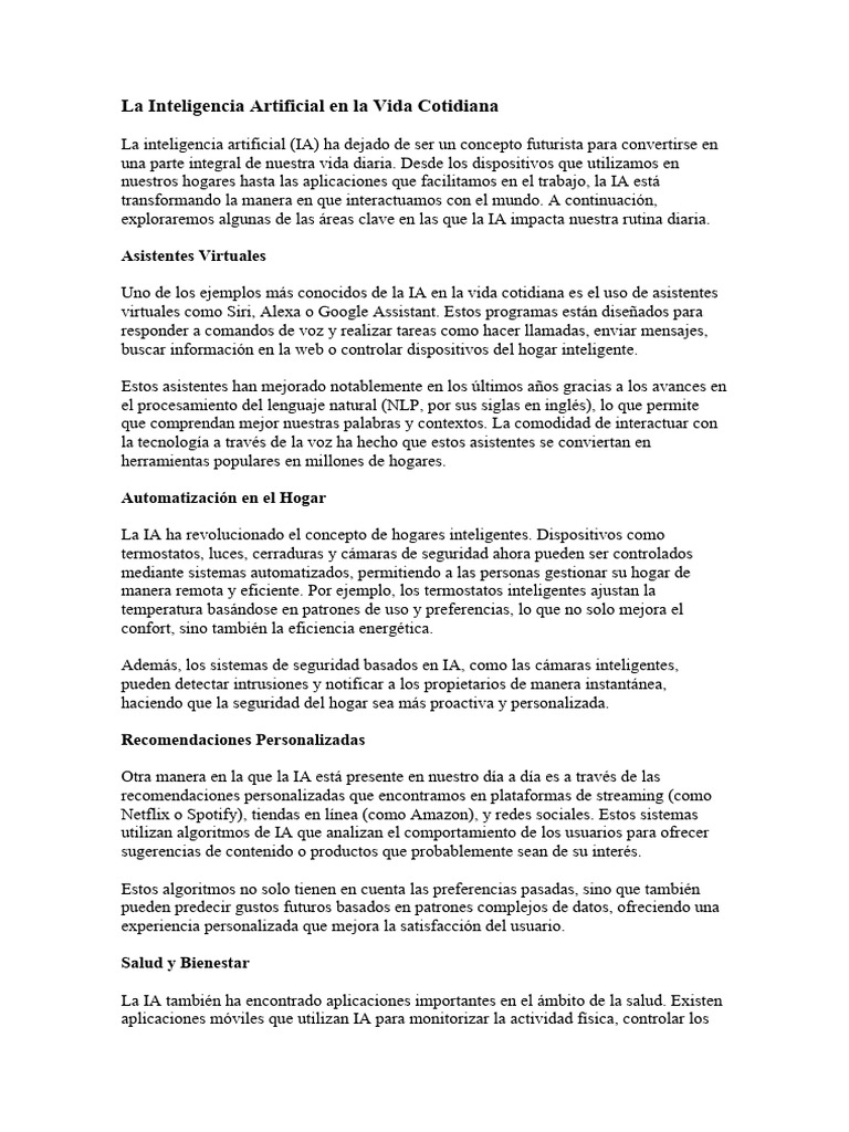 La Inteligencia Artificial en La Vida Cotidiana | PDF