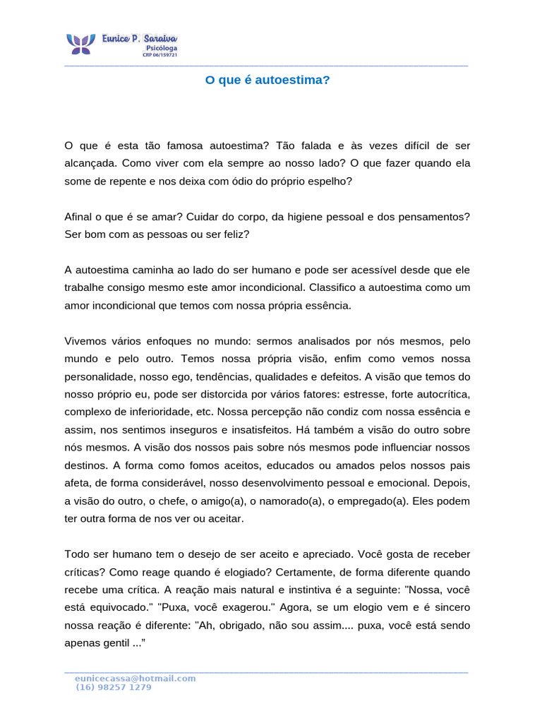 O Que É Autoestima | PDF