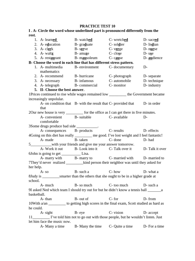 Practice Test 10 | PDF