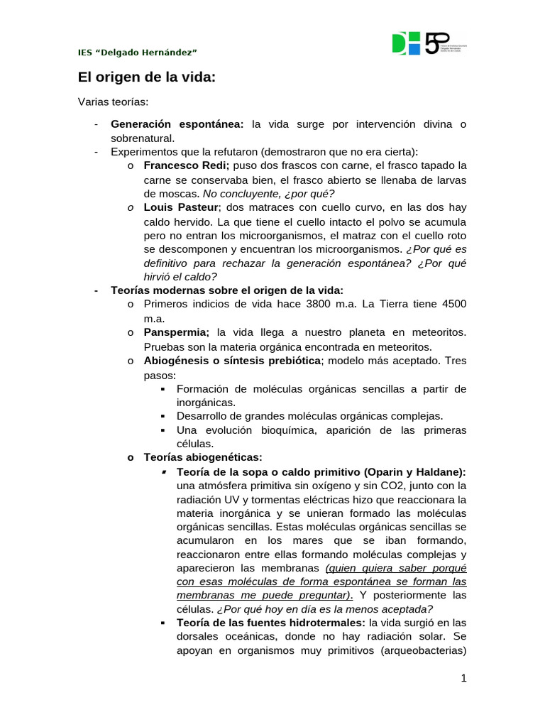 El Origen de La Vida | PDF