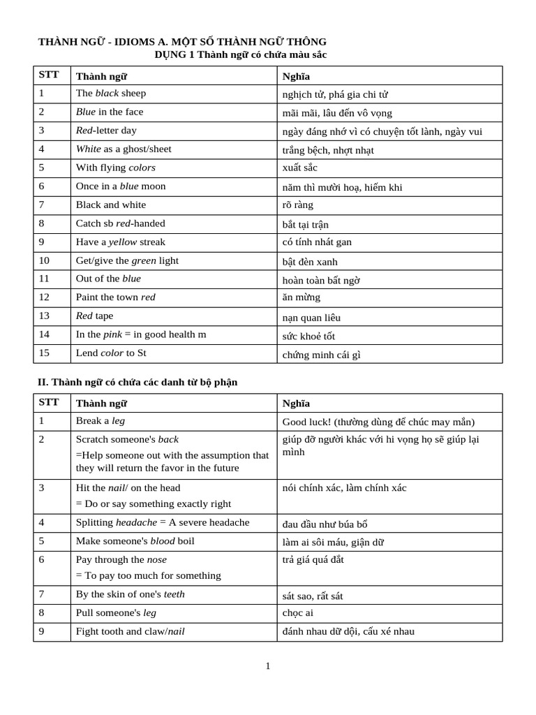 527375370 Idioms Common Idioms And Exercises Hб њc Them Pdf