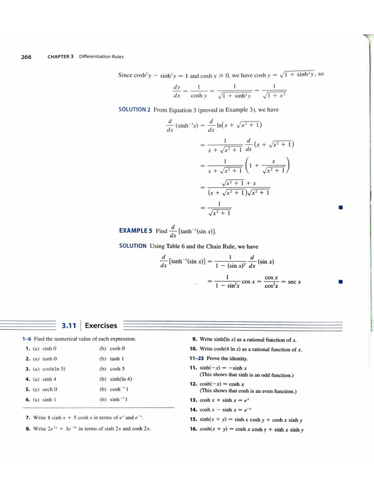 3.11 Hyperbolic Functions | PDF