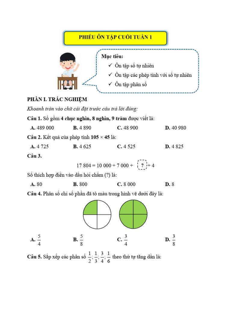 BTCT Toan 5 Tuan 1 | PDF