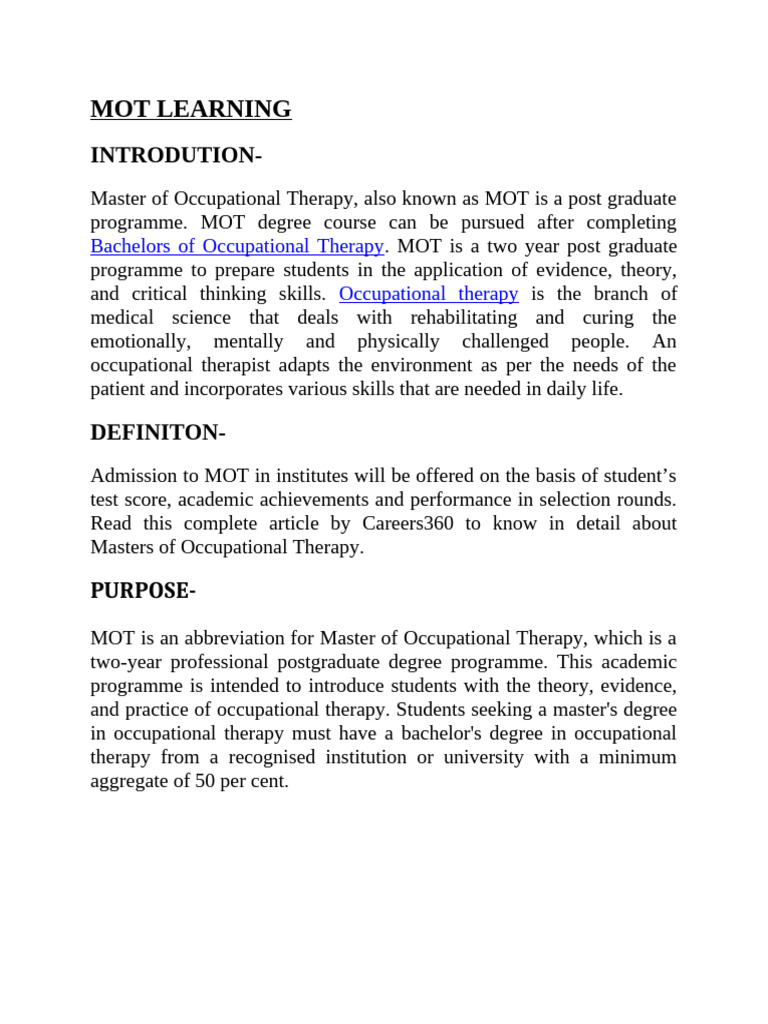 Mot Education | PDF