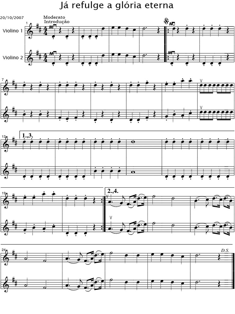 Já Refulge A Glória Eterna Vencendo Vem Jesus Violino 1 E 2 | PDF