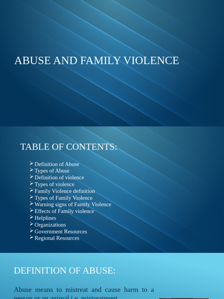 Abuse and Family Violence | PDF