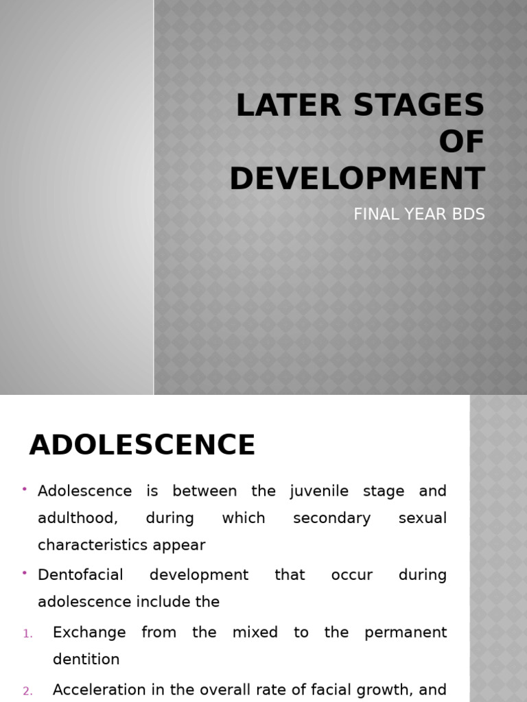 Later Stages in Development Final | PDF