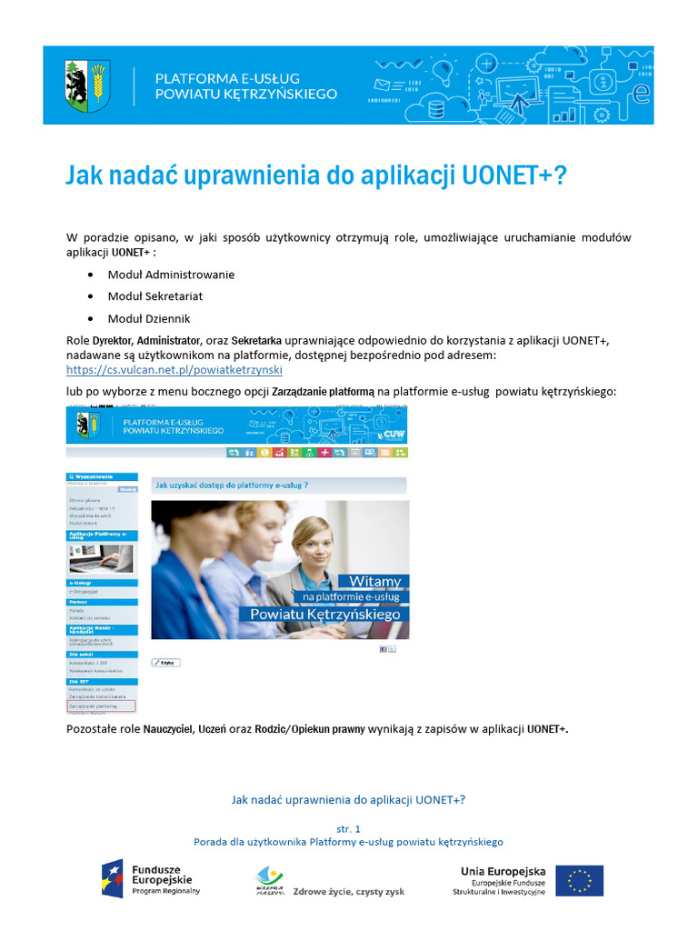 Jak Nada Uprawnienia Do Aplikacji UONETplus PDF