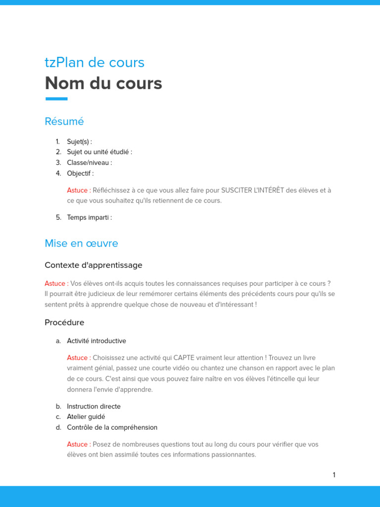 Plan de Cours | PDF