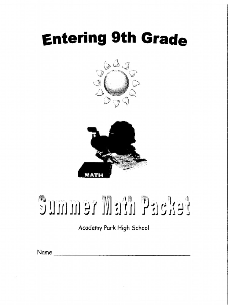 9th summer math packet pdf