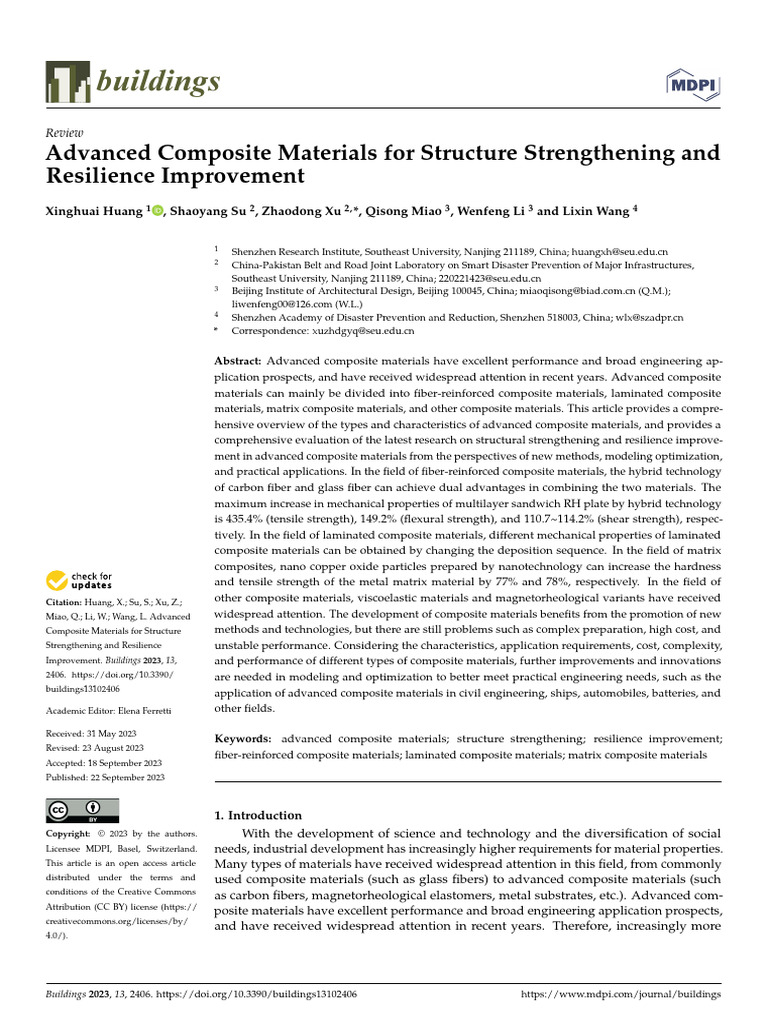 Buildings 13 02406 | PDF | Composite Material | Fibre Reinforced Plastic