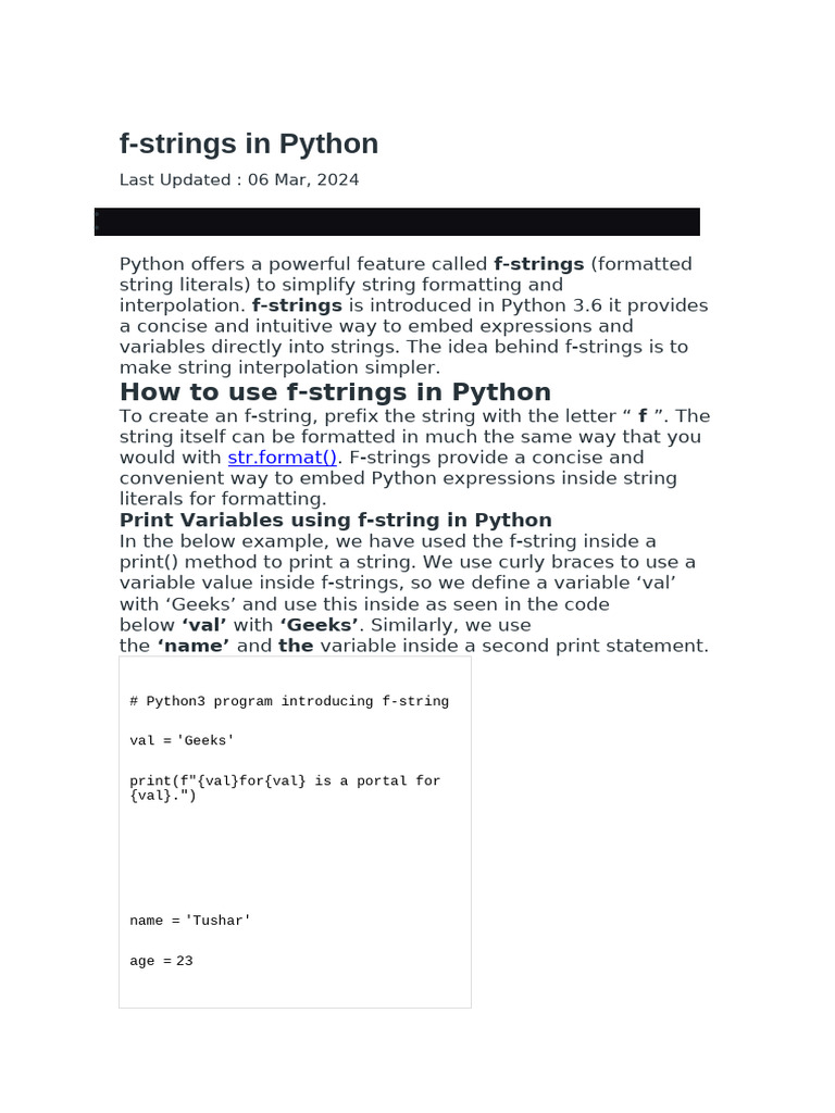 Fstring de Python | PDF