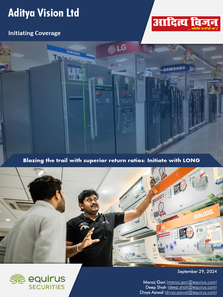 Aditya Vision LTD Initiating Coverage Note Blazing The Trail With 