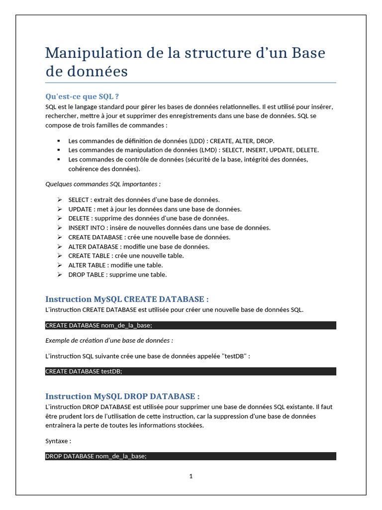 S5-Manipulation de La Structure D'un Base de Données | PDF