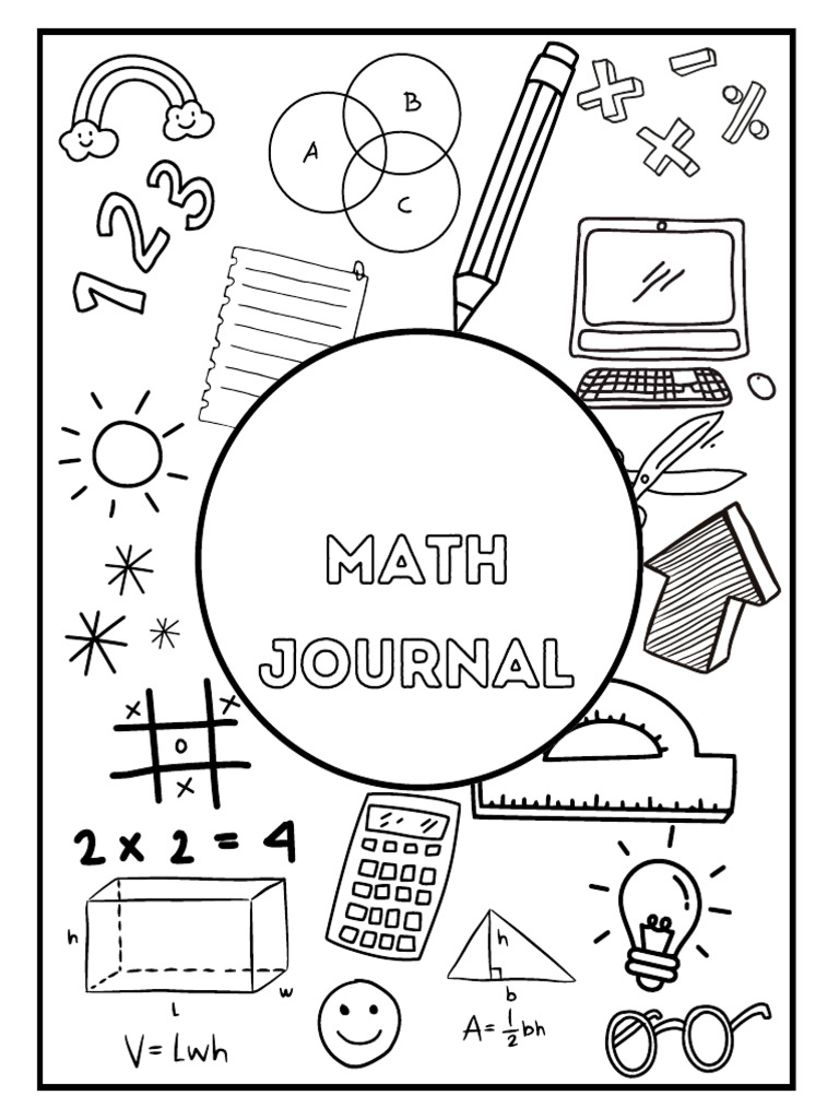 Black and white simple doodle math digital notebook cover pdf