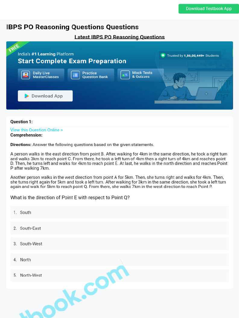 Ibps Po Reasoning Questions 637ee6c1a44ddfbdf425542e | PDF