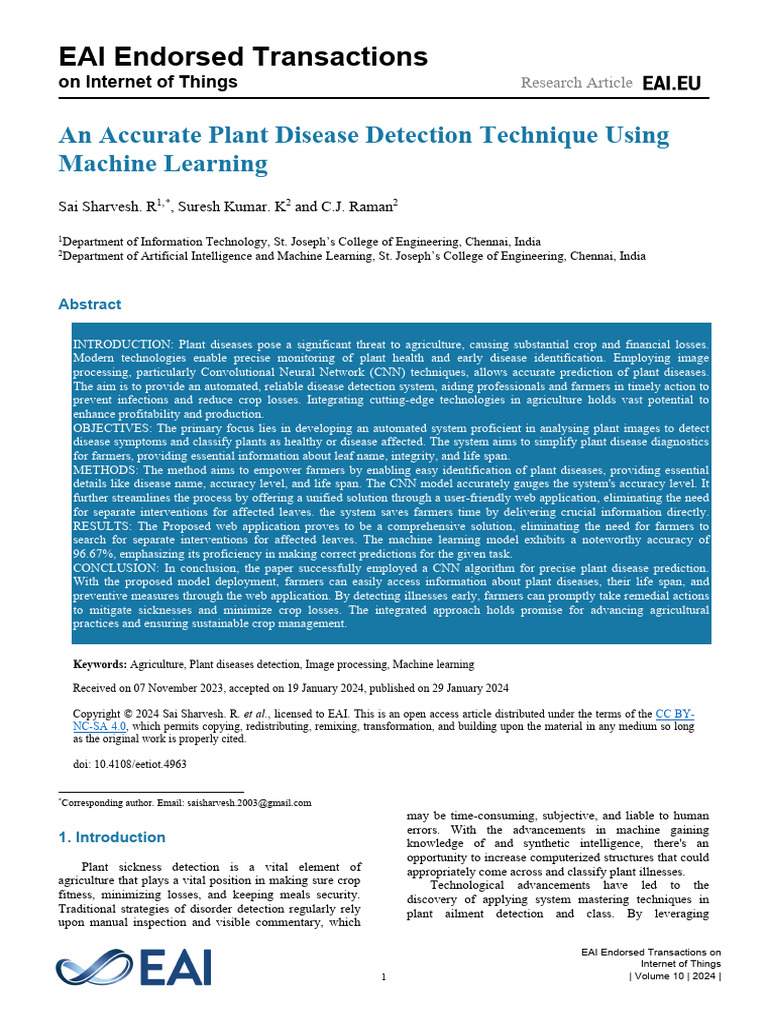 An Accurate Plant Disease Detection Technique Usin | PDF | Machine ...