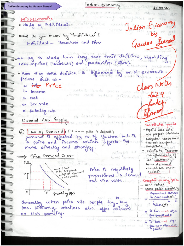 Economics - Gaurav Bansal Sir (GS Score) | PDF