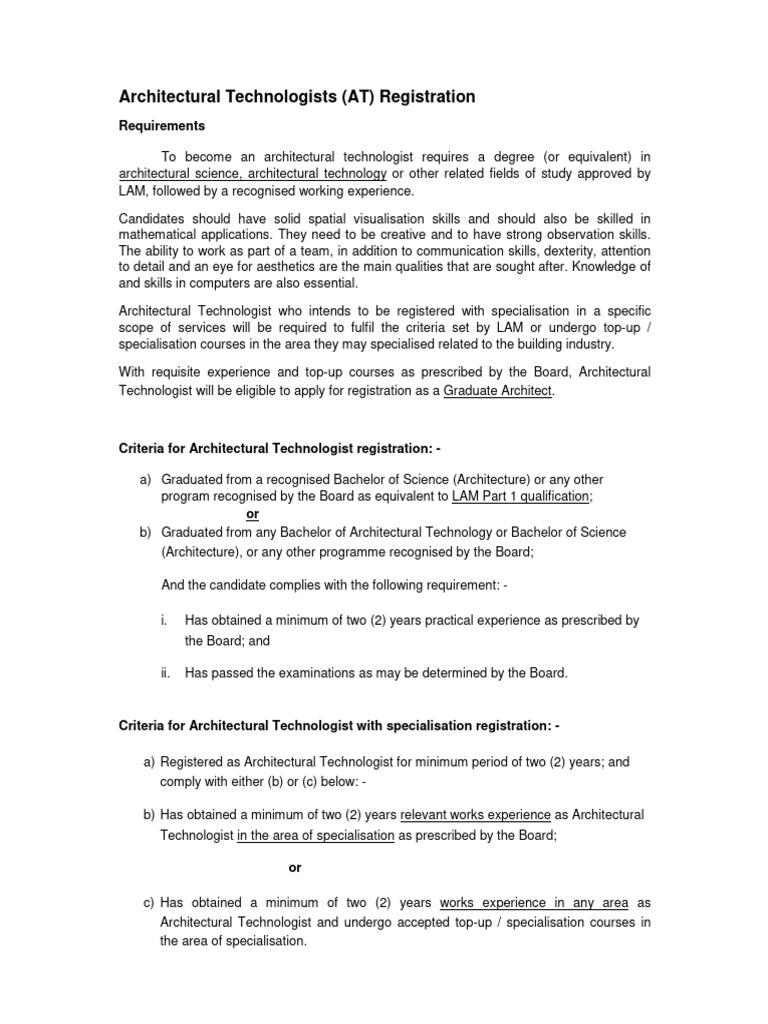 Architectural Technologists-Requirement Code of Conduct | PDF