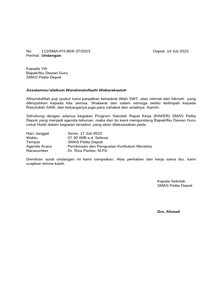 Undangan RAKER IKM | PDF